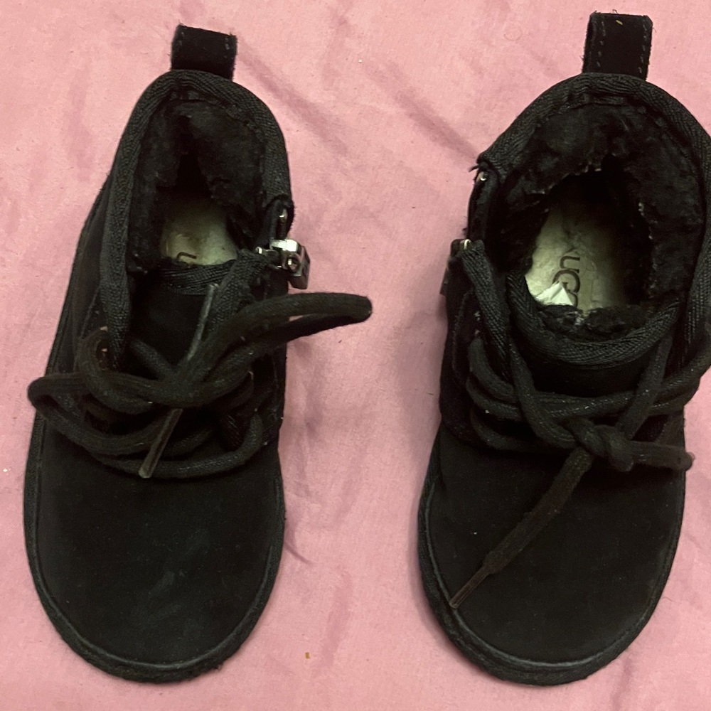 UGG Kids Black Fleece-Lined Boots
